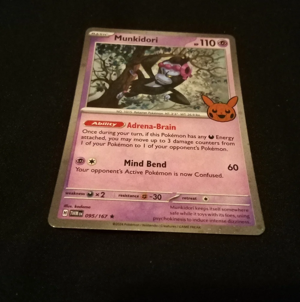 Pokemon Munkidori 095/167 Cosmos Holo Rare Trick or Trade BOOster